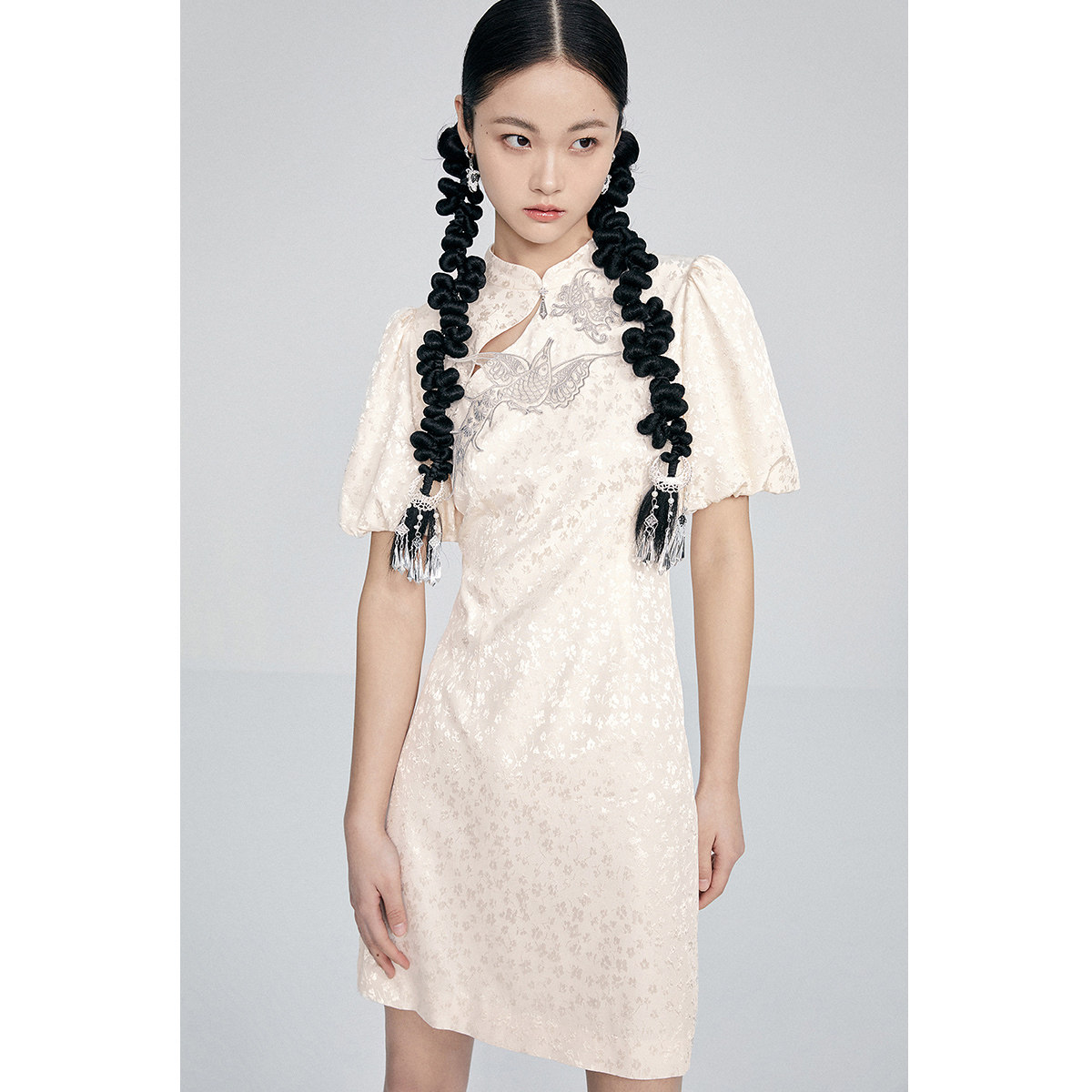 太平鸟国风改良式旗袍2022小连衣裙 太平鸟喜之乐连衣裙