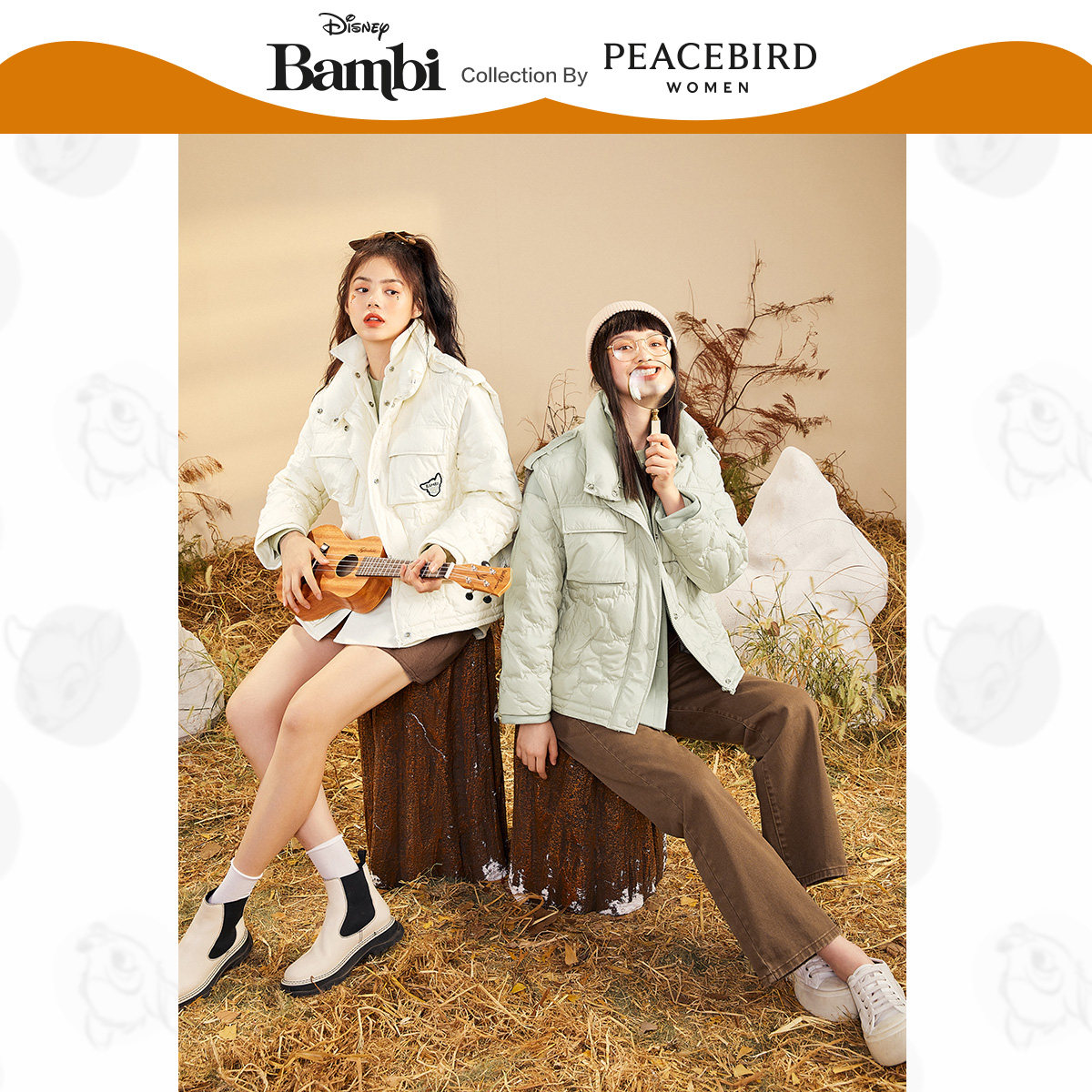 【小鹿斑比联名】太平鸟同款女羽绒服 太平鸟羽绒服