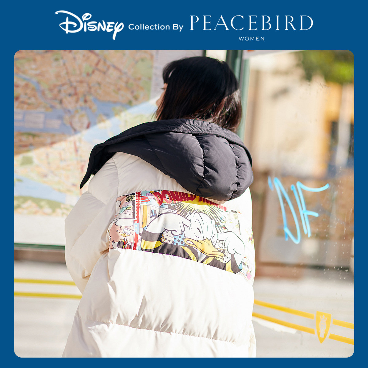 【迪士尼联名】太平鸟长款女冬白鸭绒 太平鸟喜之乐羽绒服