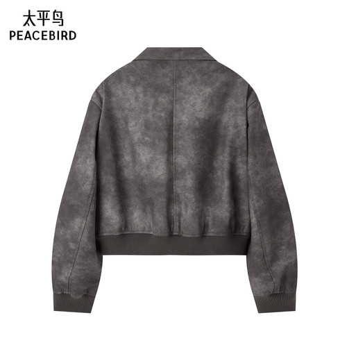 太平鸟女装年春季款仿水洗PU皮衣外套女时尚品质A3BBE1169 - 图2