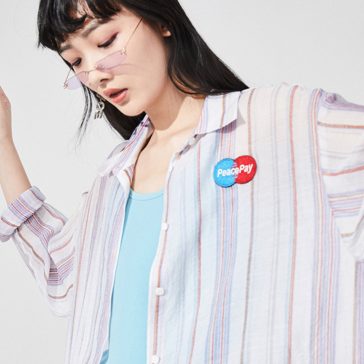 太平鸟条纹2020夏季新款单排扣衬衫 太平鸟普埃拉衬衫