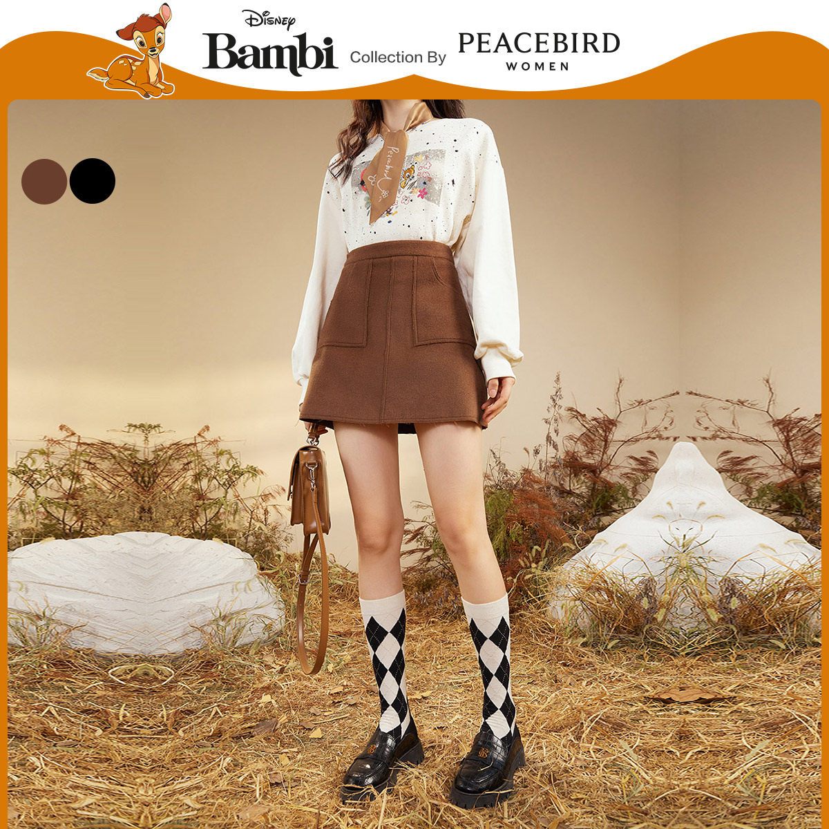 【小鹿斑比联名】太平鸟同款半身裙 太平鸟喜之乐半身裙