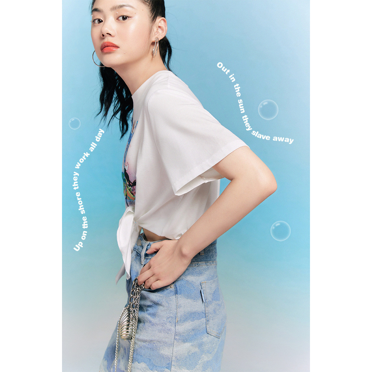 太平鸟美人鱼联名bm风短打2022 t恤 太平鸟广仁T恤