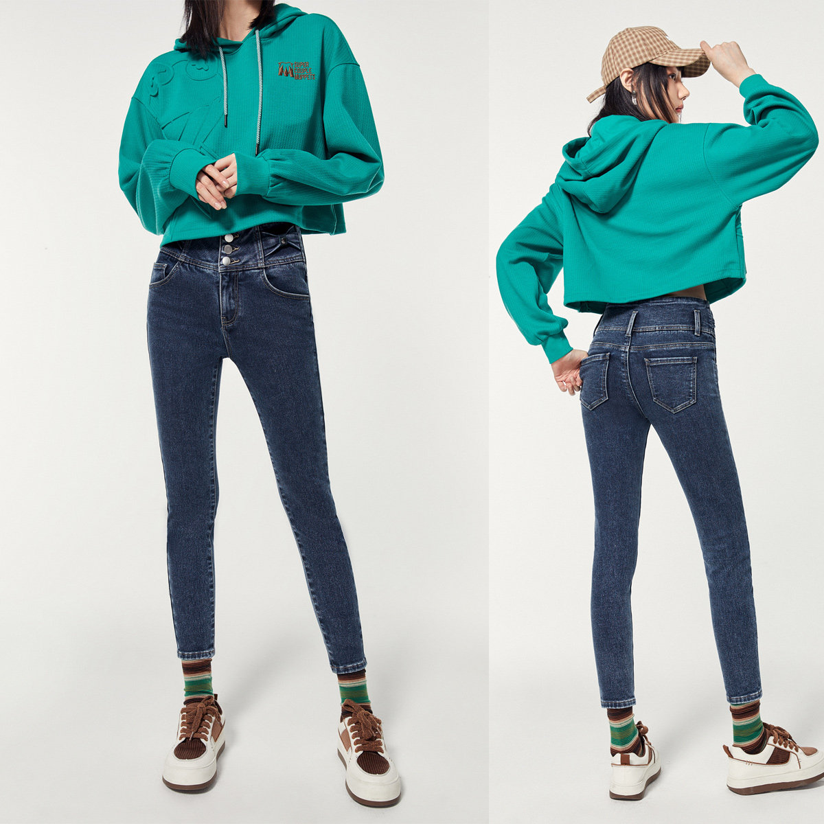 太平鸟太阳能蓄热2021秋冬牛仔裤 太平鸟喜之乐牛仔裤