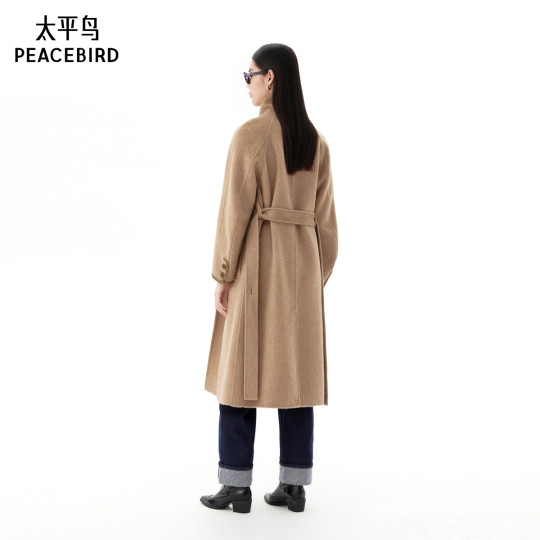 【张婧仪同款】太平鸟大师系列羊驼毛双面呢大衣冬款A1AAE4383