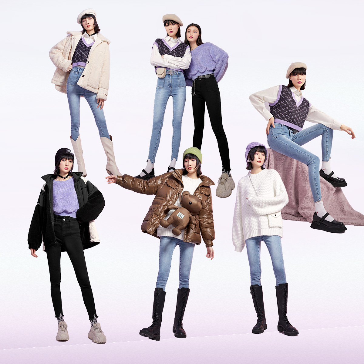 太平鸟高腰羊毛混纺2021秋冬牛仔裤 太平鸟广仁牛仔裤