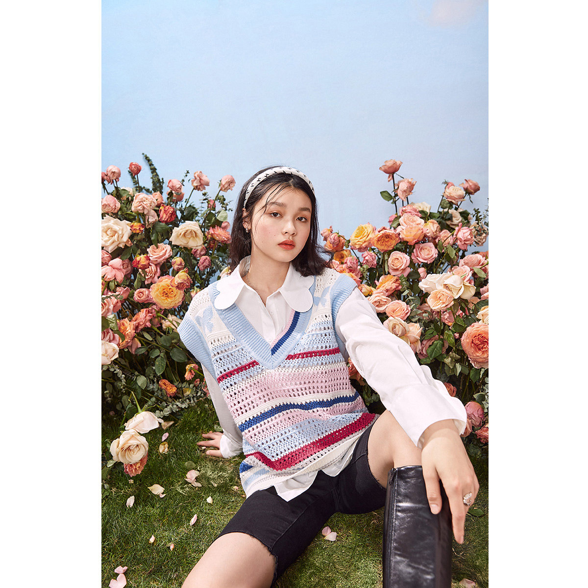 太平鸟田园风针织开衫女2022背心 太平鸟广仁毛针织衫