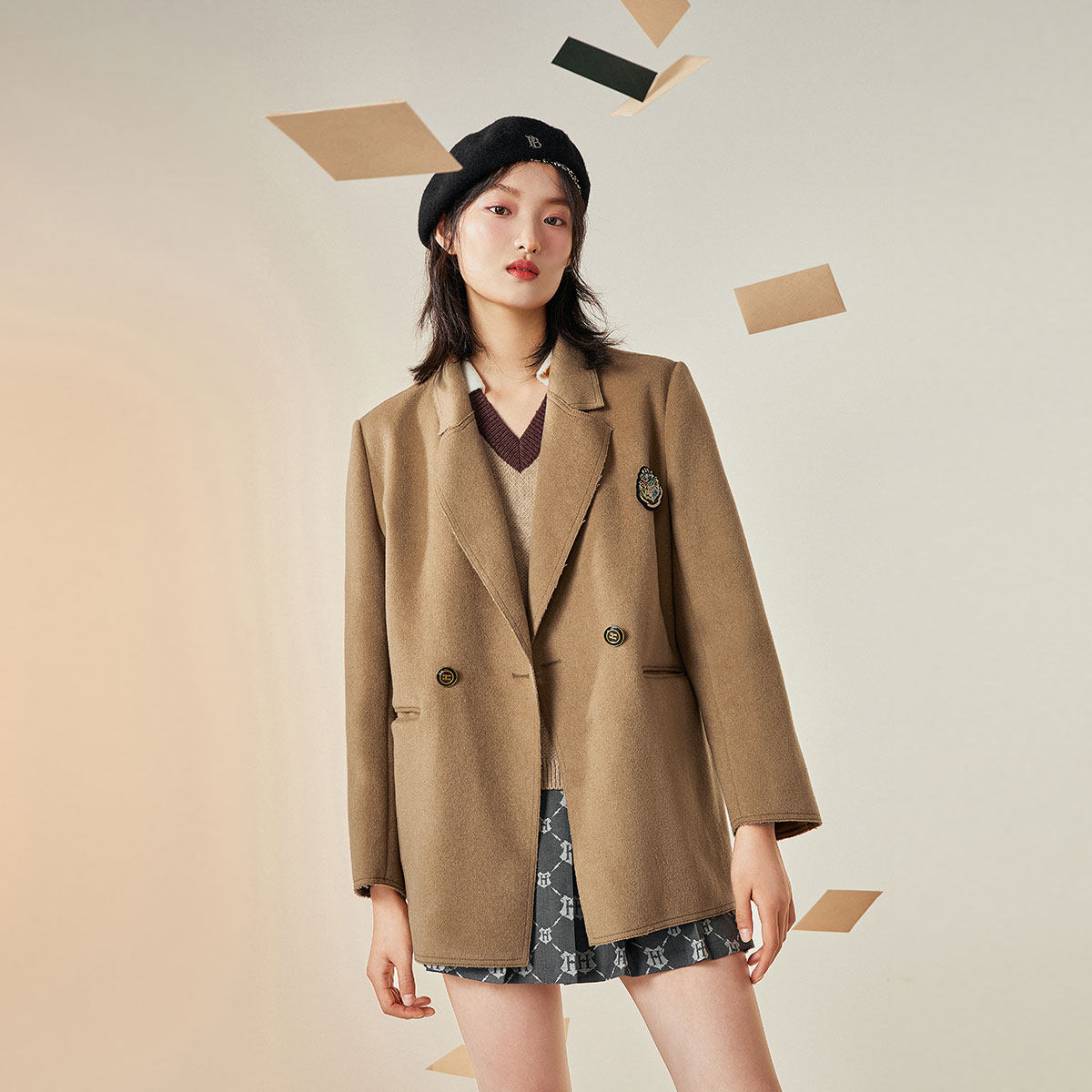 【哈利波特联名】太平鸟西装式外套 太平鸟毛呢外套