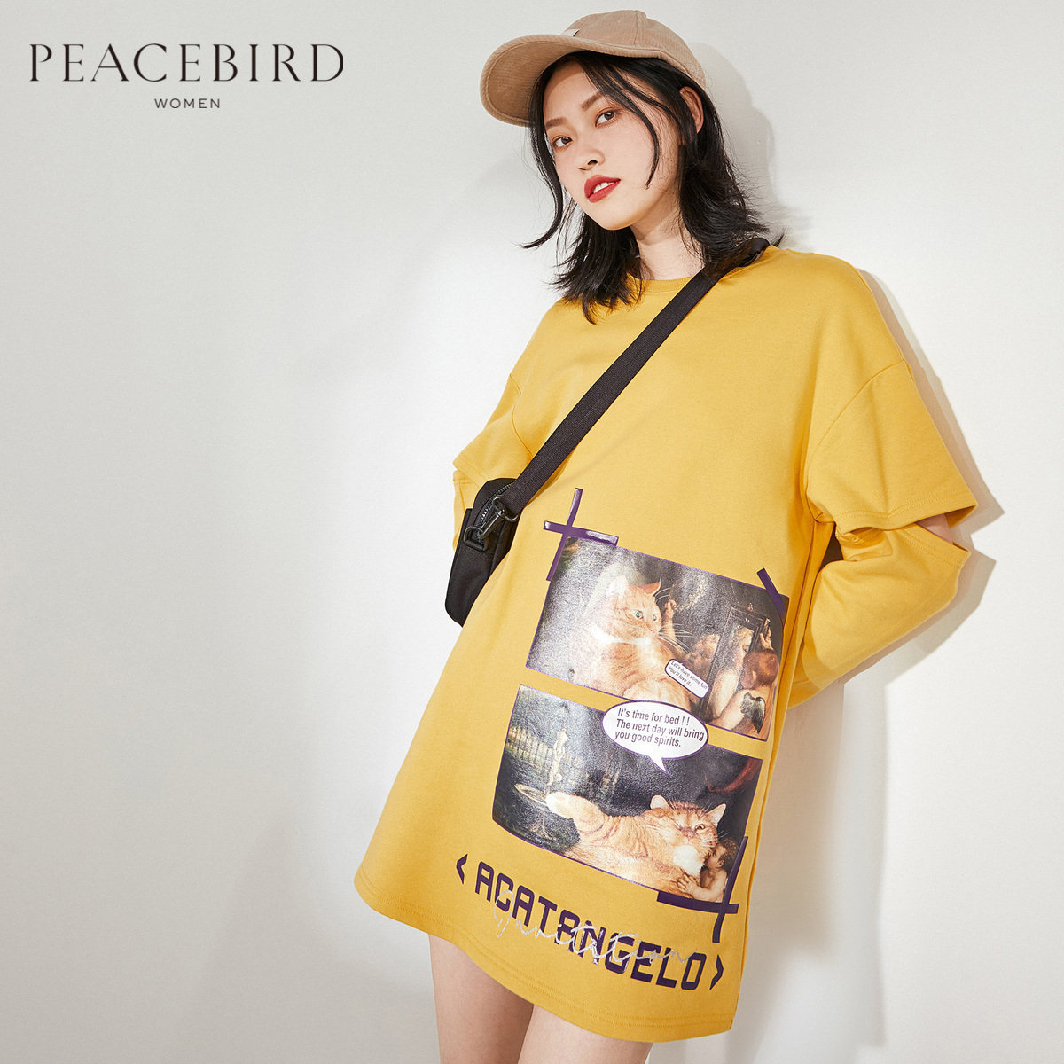 【专柜价699】太平鸟复古油画连衣裙 太平鸟广仁连衣裙