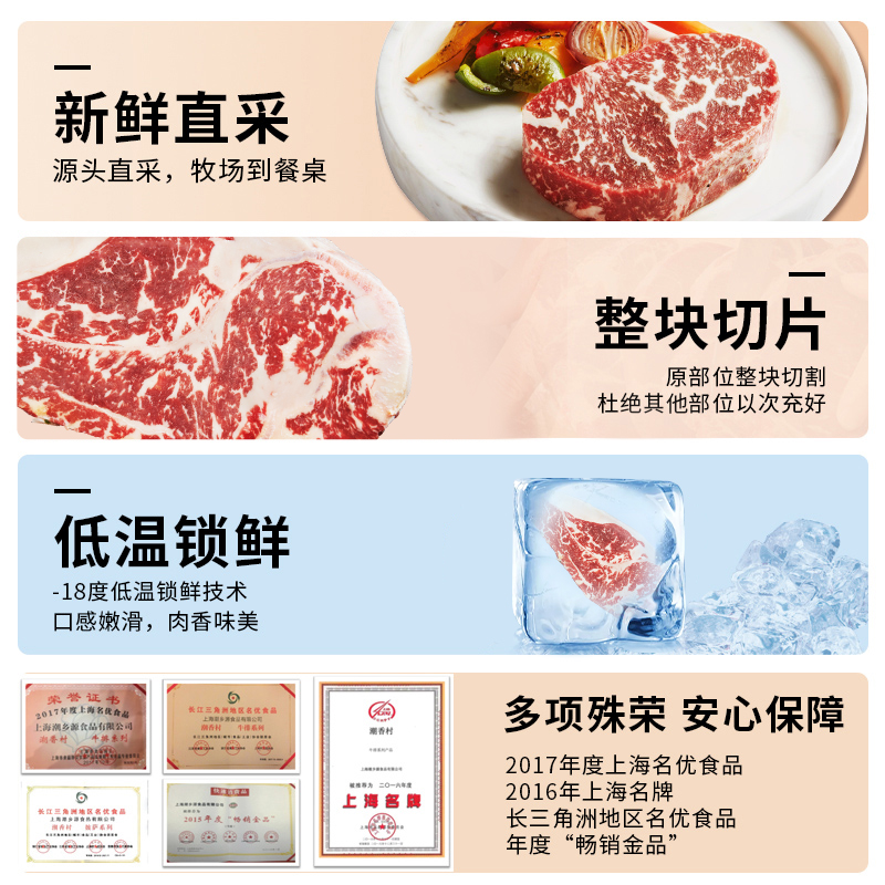 【主播推荐】潮香村原肉整切牛排菲力牛排官方旗舰店10片1300g - 图0