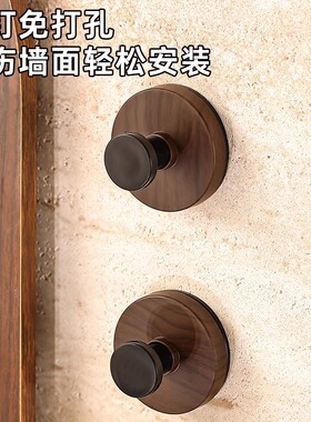 定制LOGO胡桃木纹吸盘旋钮挂钩