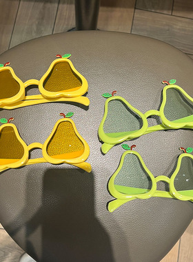 可爱夏日沙滩派对梨子眼镜搞怪毕业拍照道具眼亲子夏威夷水果眼镜