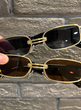 网红环扣太阳镜小框金属方形墨镜