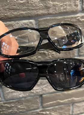 赛博风格方形反光银框蹦迪眼镜