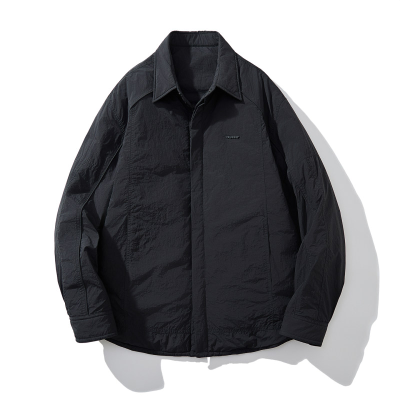 羽绒服外套休闲风短款羽绒服男90绒宽松立领轻薄保暖衬衫款外套 - 图1