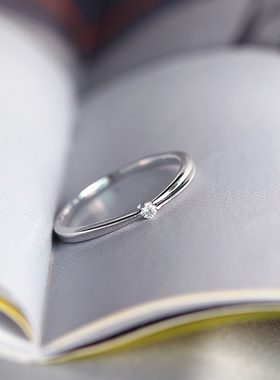 ins冷淡风网红925纯银锆石钻戒指