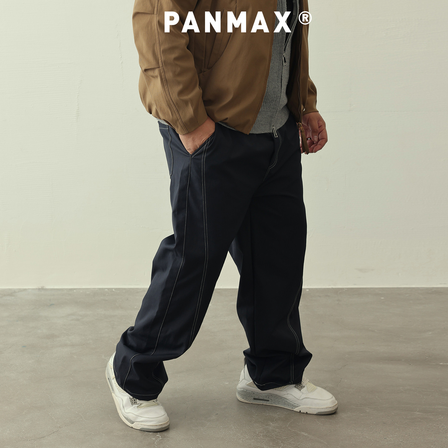 PANMAX潮牌大码男装休闲裤秋冬直筒运动裤轻运动拼线设计宽松长裤,淘宝优惠券,粉丝福利购,淘宝优惠卷