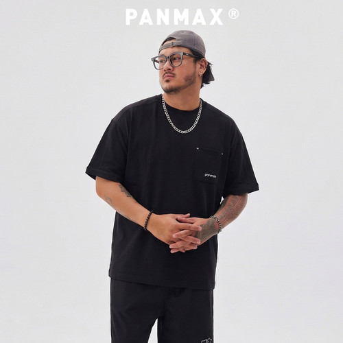 PANMAX潮牌男装春夏短袖空气棉弹力舒适不易褶皱口袋T恤极简设计 - 图3