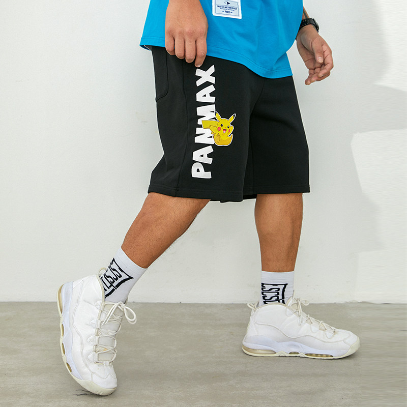 panmax宝可梦联名大码黑色子短裤 panmax休闲裤