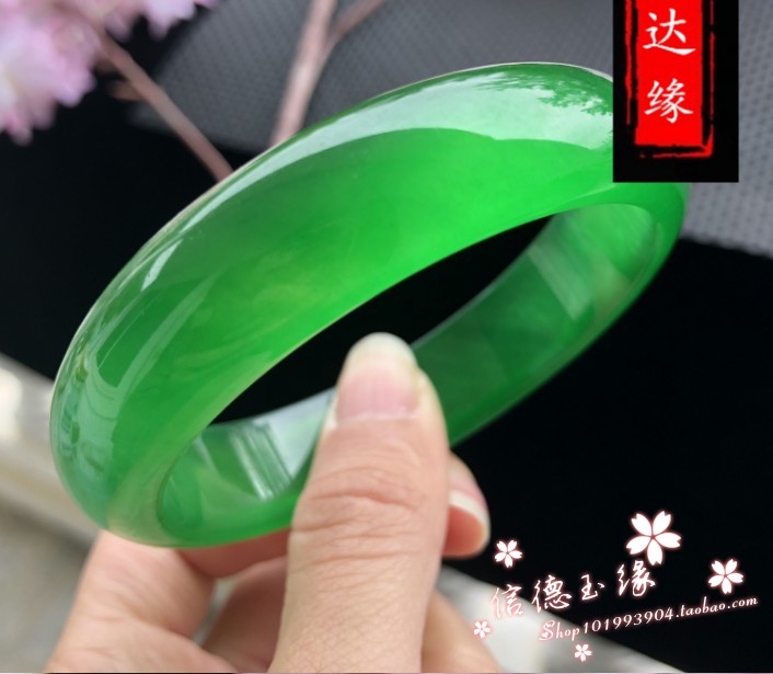 翡翠色玉石手镯满绿翠绿冰种玉镯玉石女款简约款翡翠色玉手镯百搭 - 图2