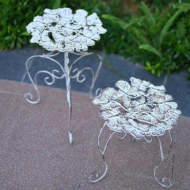 花园做旧铁艺花凳蝴蝶铸铁花盆托架庭院阳台民宿多肉绿植置物架子,淘宝优惠券,粉丝福利购,淘宝优惠卷