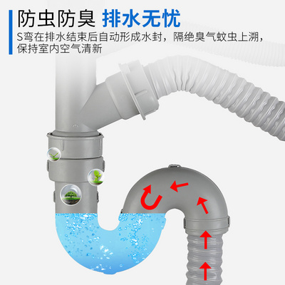 洗碗S防臭U型返存水弯厨房洗菜盆下水管道配件水池双槽下水器排水 - 图2