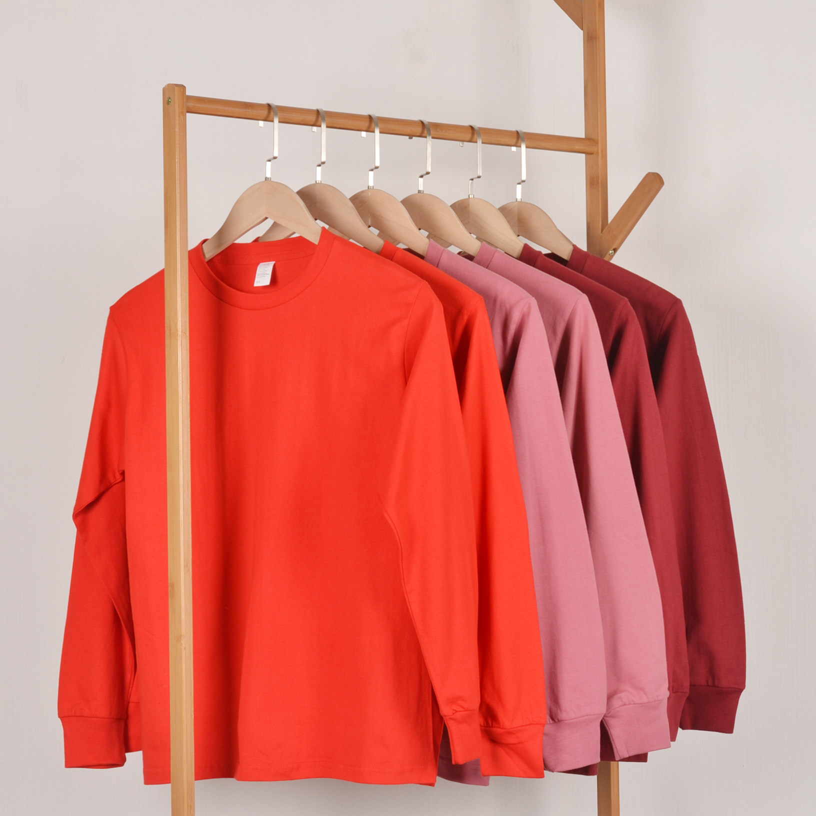 【小白家】鲜黄色糖果色250g重磅纯棉厚实圆领长袖全棉T恤女男