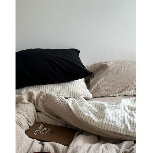 Retro Songbei Youji/Japanese lichen retro soft wrinkled yarn cotton sheet four-piece set bed cover three-piece set set set set set set set set set set set