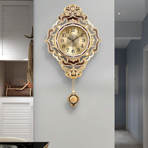 American Retro Living Room Brass Swing Hung Clock Eurostyle Luxury Villa Muted Clocks Home Fashion Creative Clock