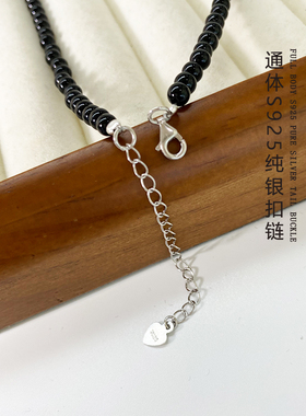 S925纯银蝴蝶黑玛瑙项链韩国