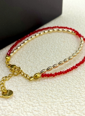 高级红色尖晶石手链拼接设计