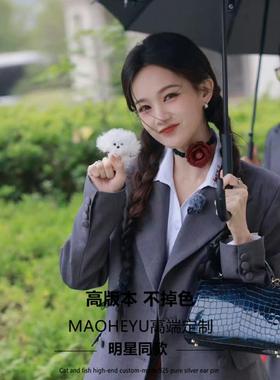 红花花朵蕾丝choker项圈