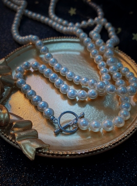 高级长款多层复古名媛风毛衣链