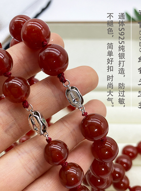 小众设计秋冬打结项链红玛瑙