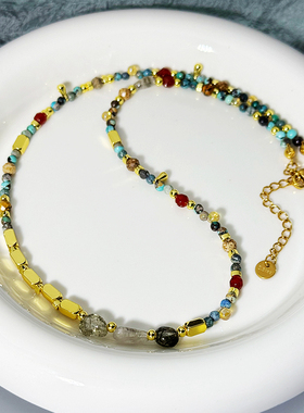 高级彩色串珠项链小众气质
