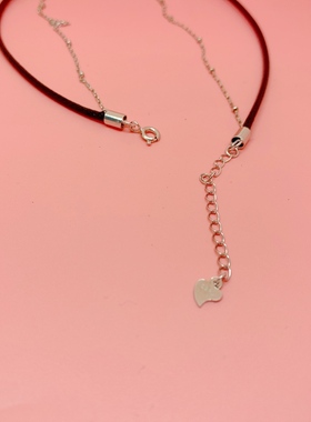 S925纯银黑色皮绳项圈不掉色