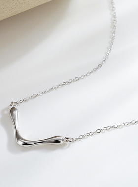 通体S925纯银V字锁骨链高级小众