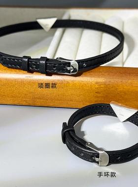 S925纯银高级三角皮绳项圈