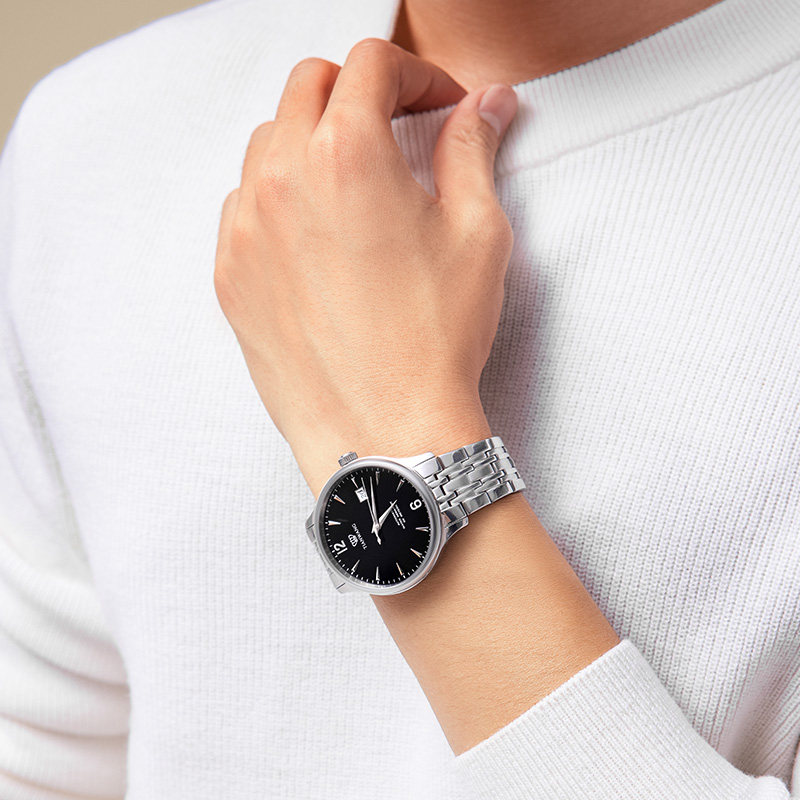 天王昆仑系列经典款5845钢带机械表 天王国产腕表