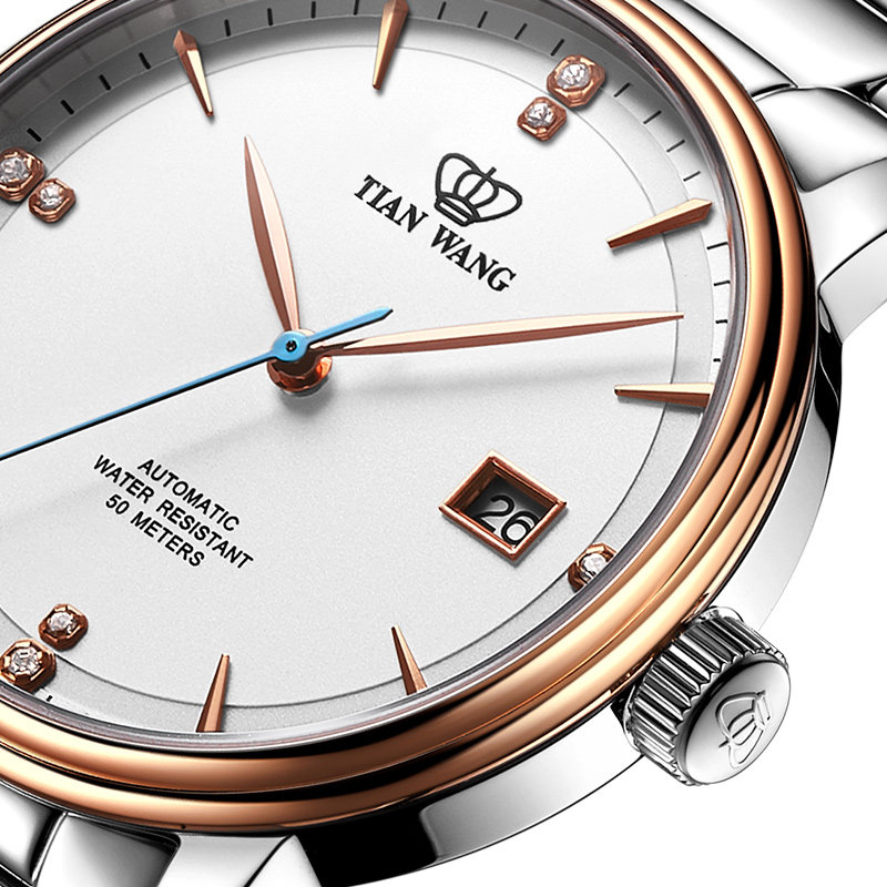 天王昆仑系列蓝针商务防水机械表 天王国产腕表