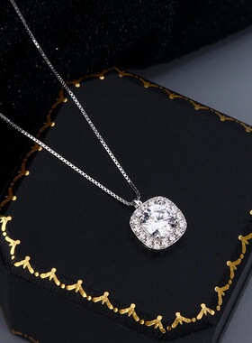 足银小方糖爆闪项链2025新款