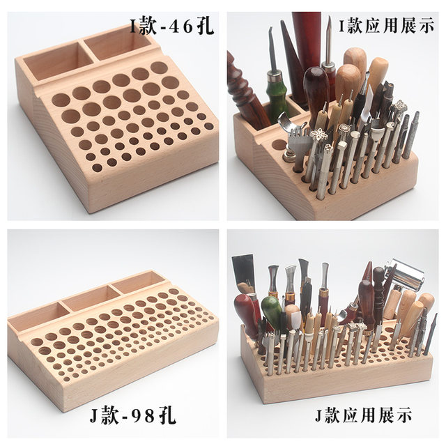 Handmade leather DIY46 holes/98 hole punching diamond chops beech veneer engraving and printing tool holder multi-function storage table