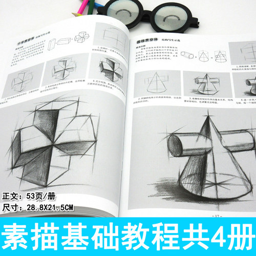 正版素描基础教程套装共4册单体静物从结构到明暗自学头像画画教材美术书初学零基础速写明暗石膏几何体临摹素描入门自学零基础书 - 图3