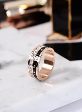 欧美风镶锆石夸张钛钢饰品食指环