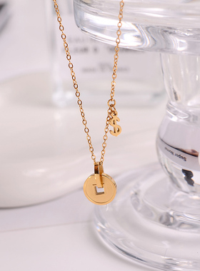 钛钢项链 铜钱项链女轻奢精致简约百搭小众设计高级感锁骨链配饰