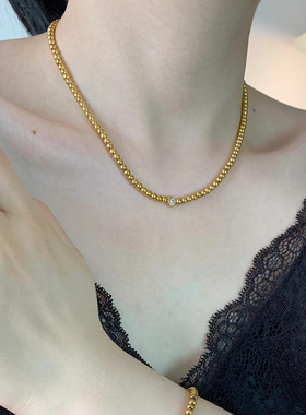 钛钢项链 ins小众百搭串珠项链女简约高级感轻奢锁骨链秋冬颈链