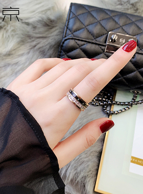 钛钢戒指 韩版时尚装饰戒指男女情侣款个性可转动网红食指戒指环