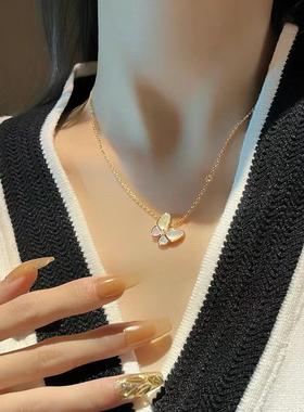 钛钢项链 百搭白色蝴蝶项链女轻奢高级感锁骨链夏季不褪色饰品