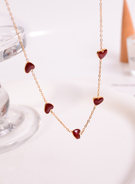 钛钢项链 小众爱心精致项链女轻奢高级感小红心锁骨链配饰不褪色