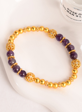 铜合金手链 紫色盘缠手链女轻奢高级感精致手串新中式国潮风手饰